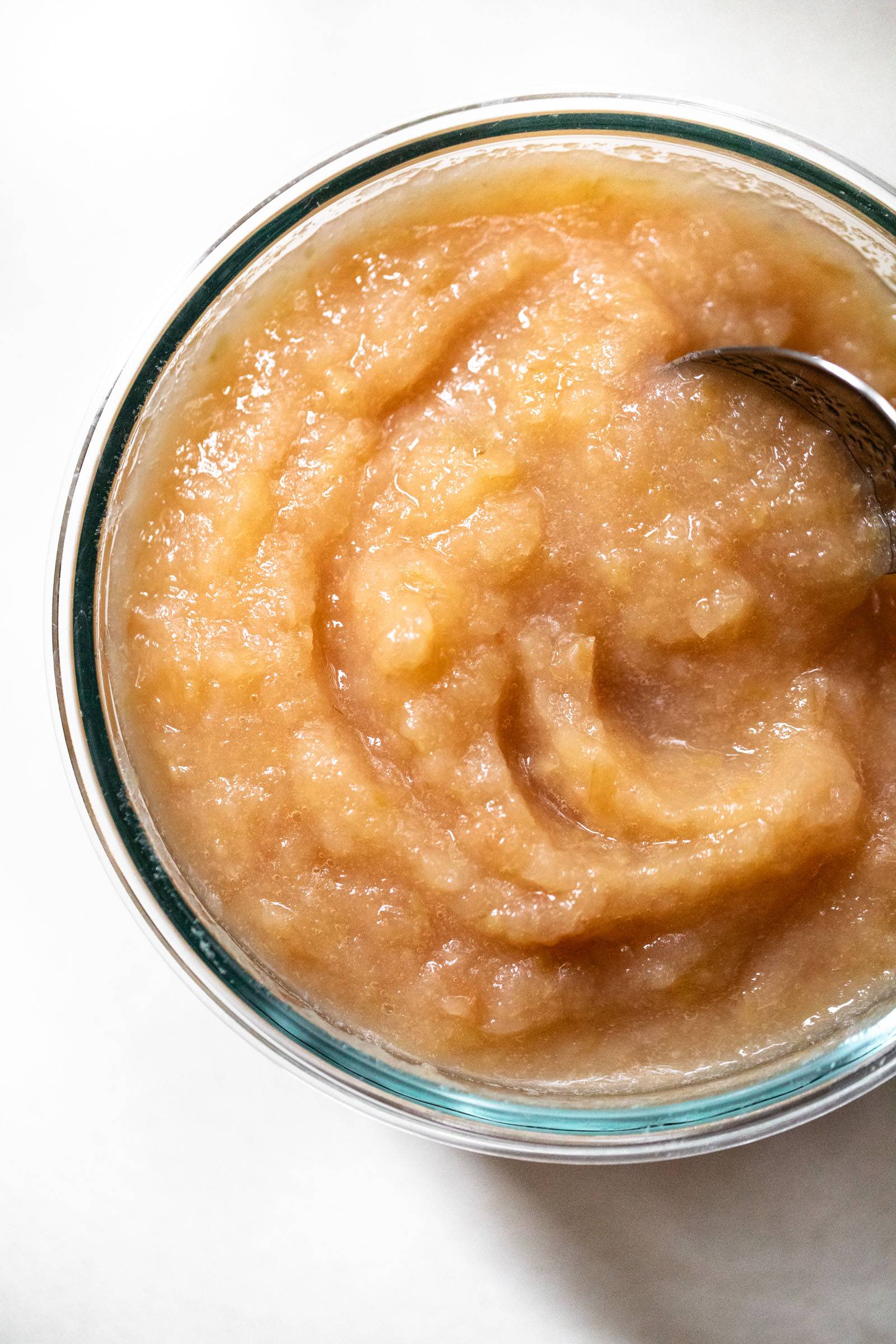 Homemade applesauce in a bowl.