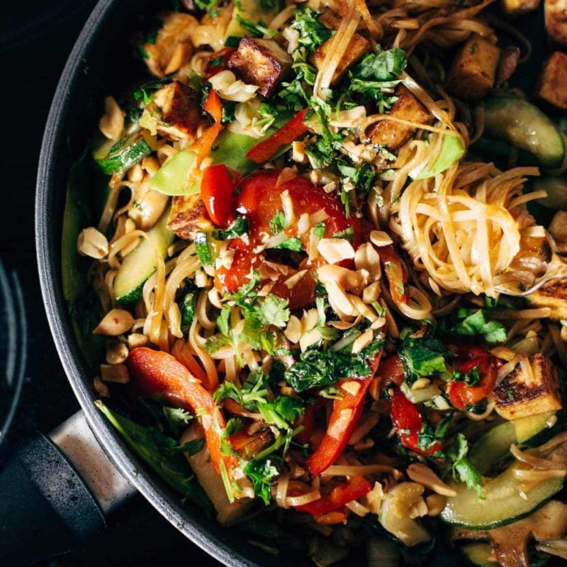 Stir Fry with Noodles in a pan.
