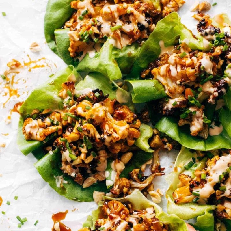 A picture of Roasted Cauliflower Lettuce Wraps with Korean BBQ-Inspired Sauce