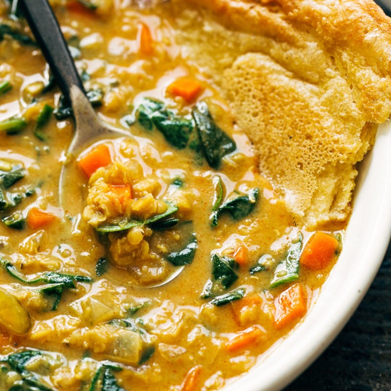 A picture of Smoky Red Lentil Soup with Spinach