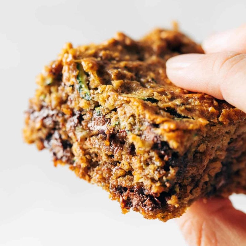 A picture of Almond Butter Chocolate Chip Zucchini Bars