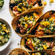 A picture of Salmon Tacos with Mango Corn Salsa